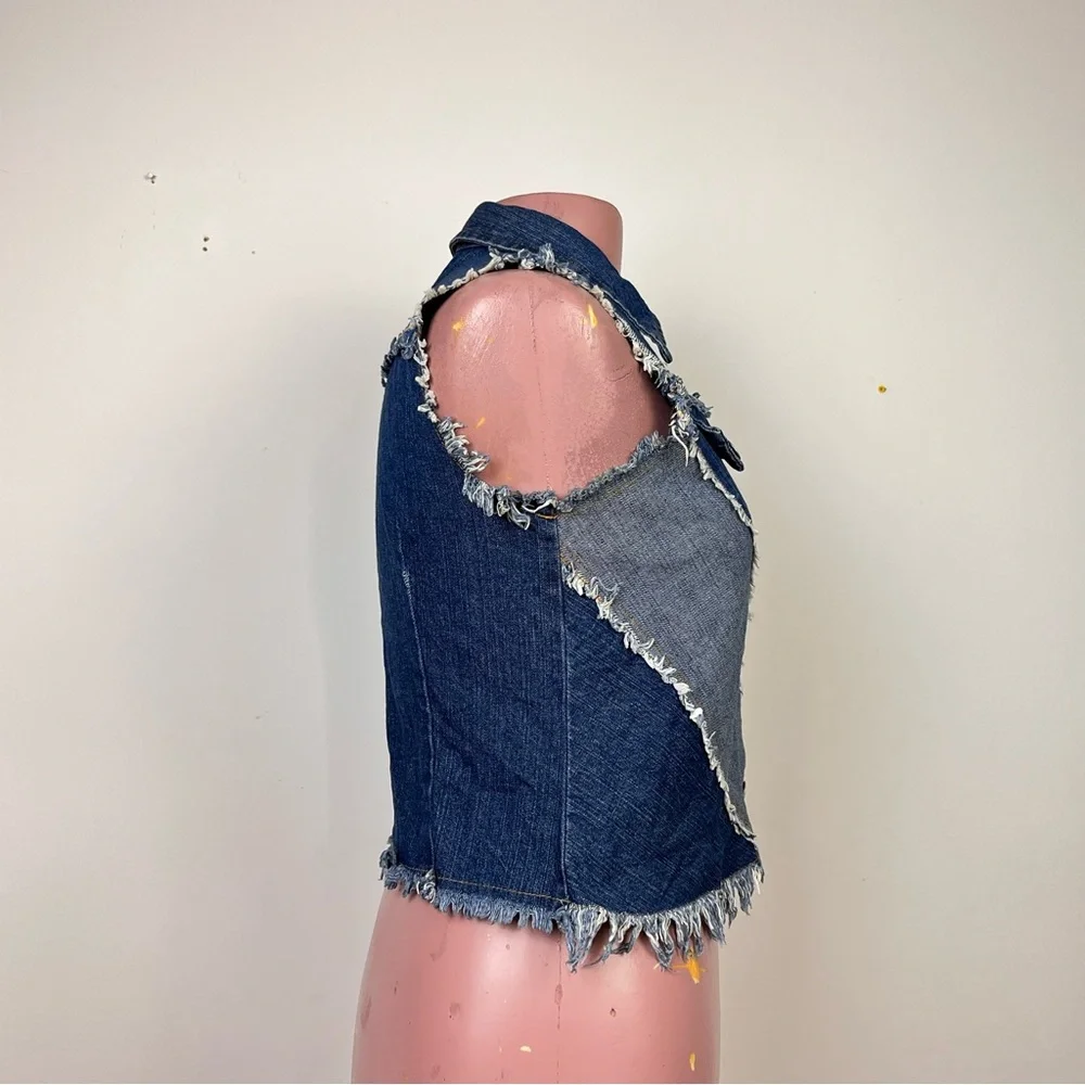 Vintage Big Time Denim Vest with Frayed Edges - Picture 3 of 8
